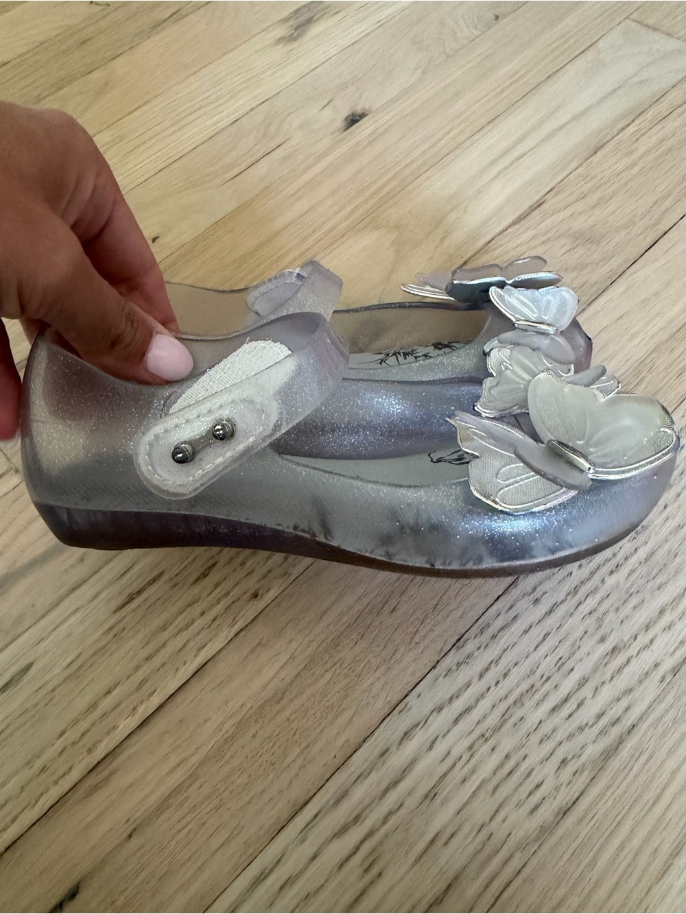 Mini Melissa silver Maryjane butterfly size 10